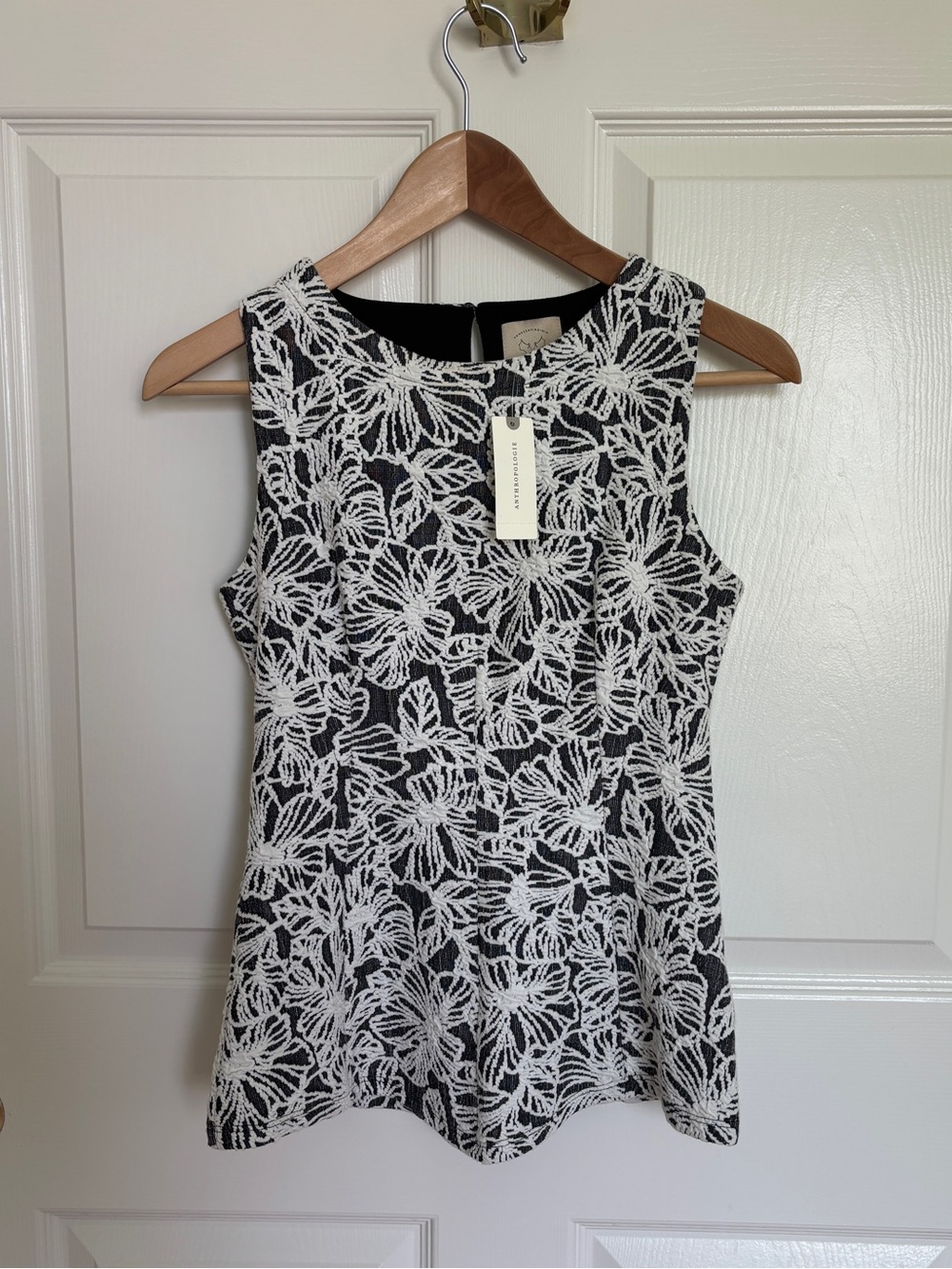 Anthropologie Vanessa Virginia Petra Floral Jacquard Peplum Top XS NWT